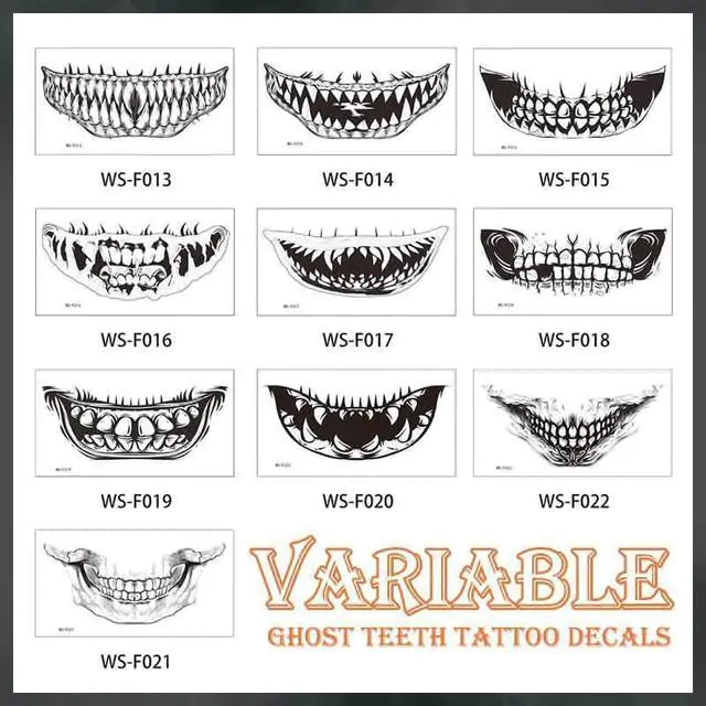 Ghost Teeth Temporary Tattoo