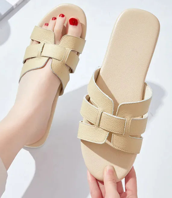 Soft Bottom Cowhide Slippers