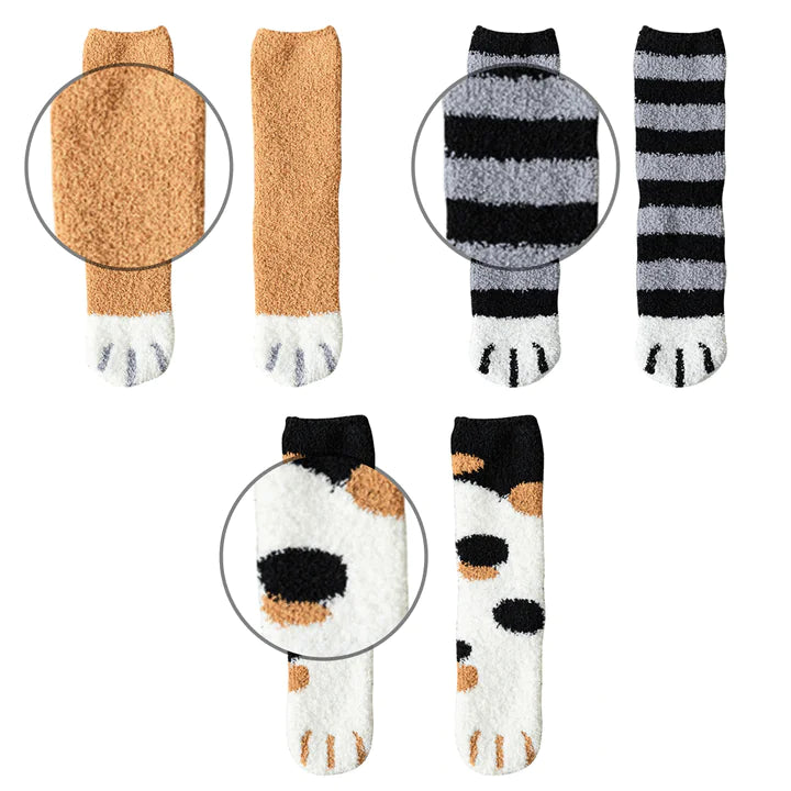 Fuzzy Paw Print Socks