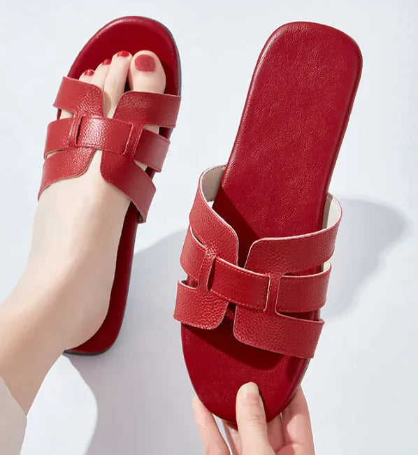 Soft Bottom Cowhide Slippers