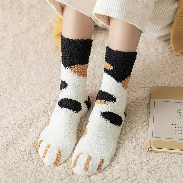 Fuzzy Paw Print Socks