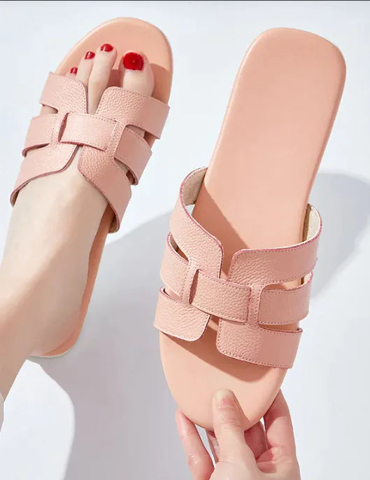 Soft Bottom Cowhide Slippers