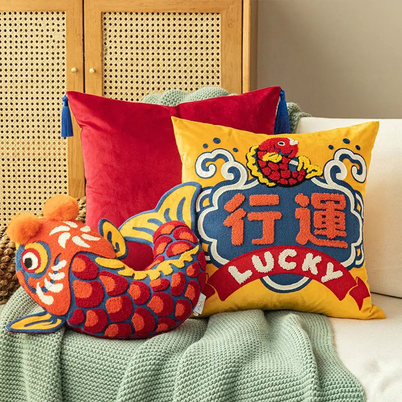 Lucky Koi Decorative Pillow