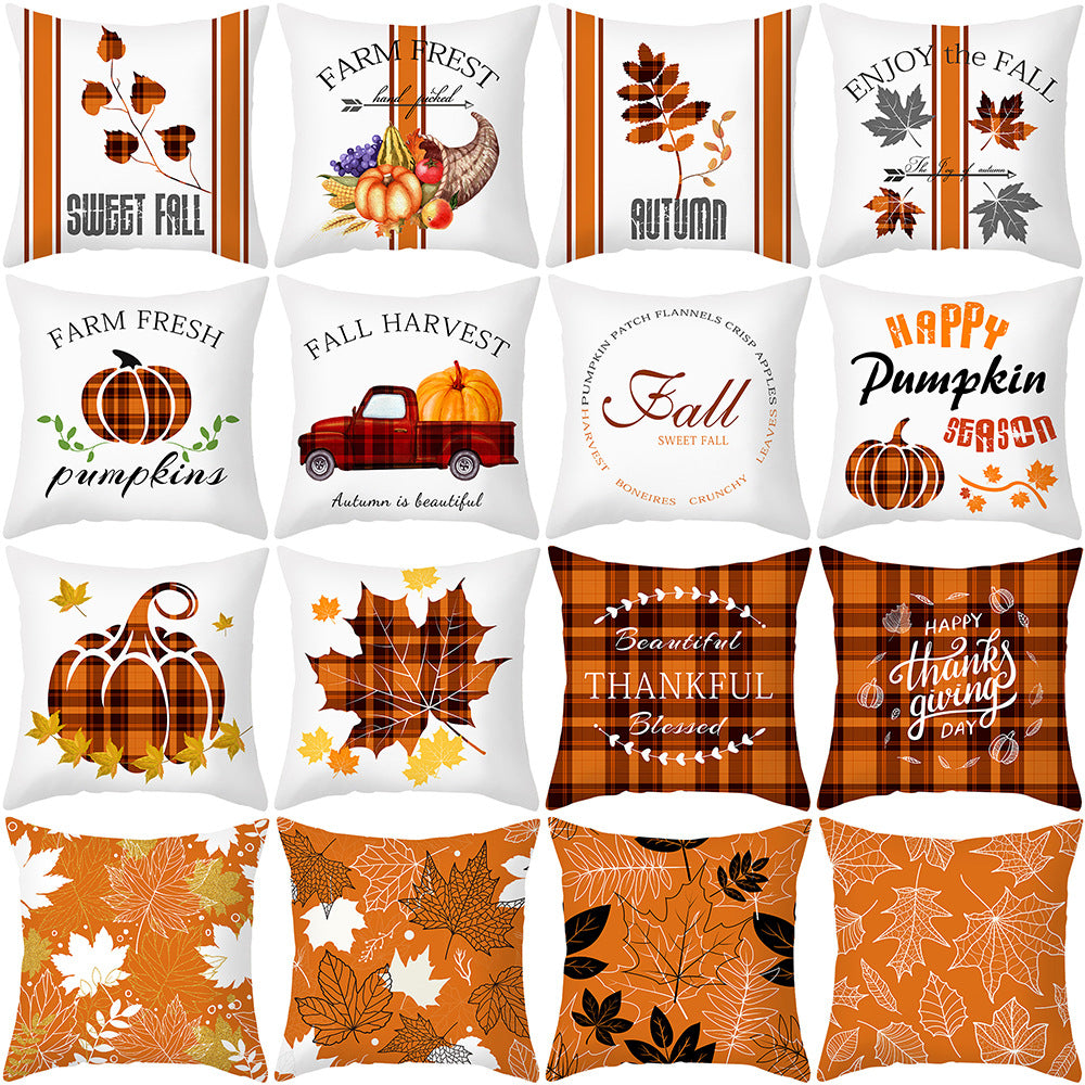 Maple Leaf Pumpkin Pillowcase Cover