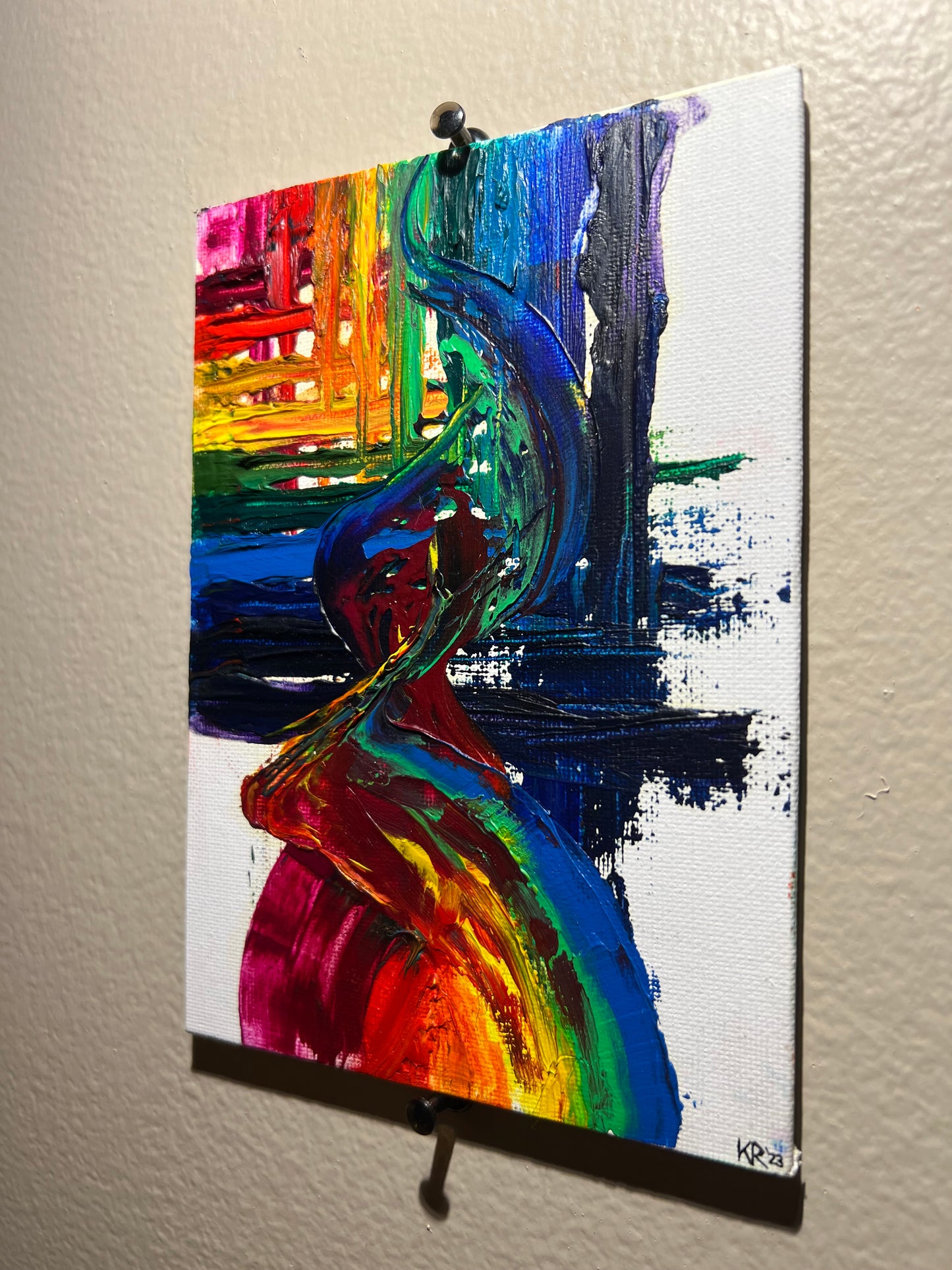 5x7 Rainbow Abstract Oil Painting