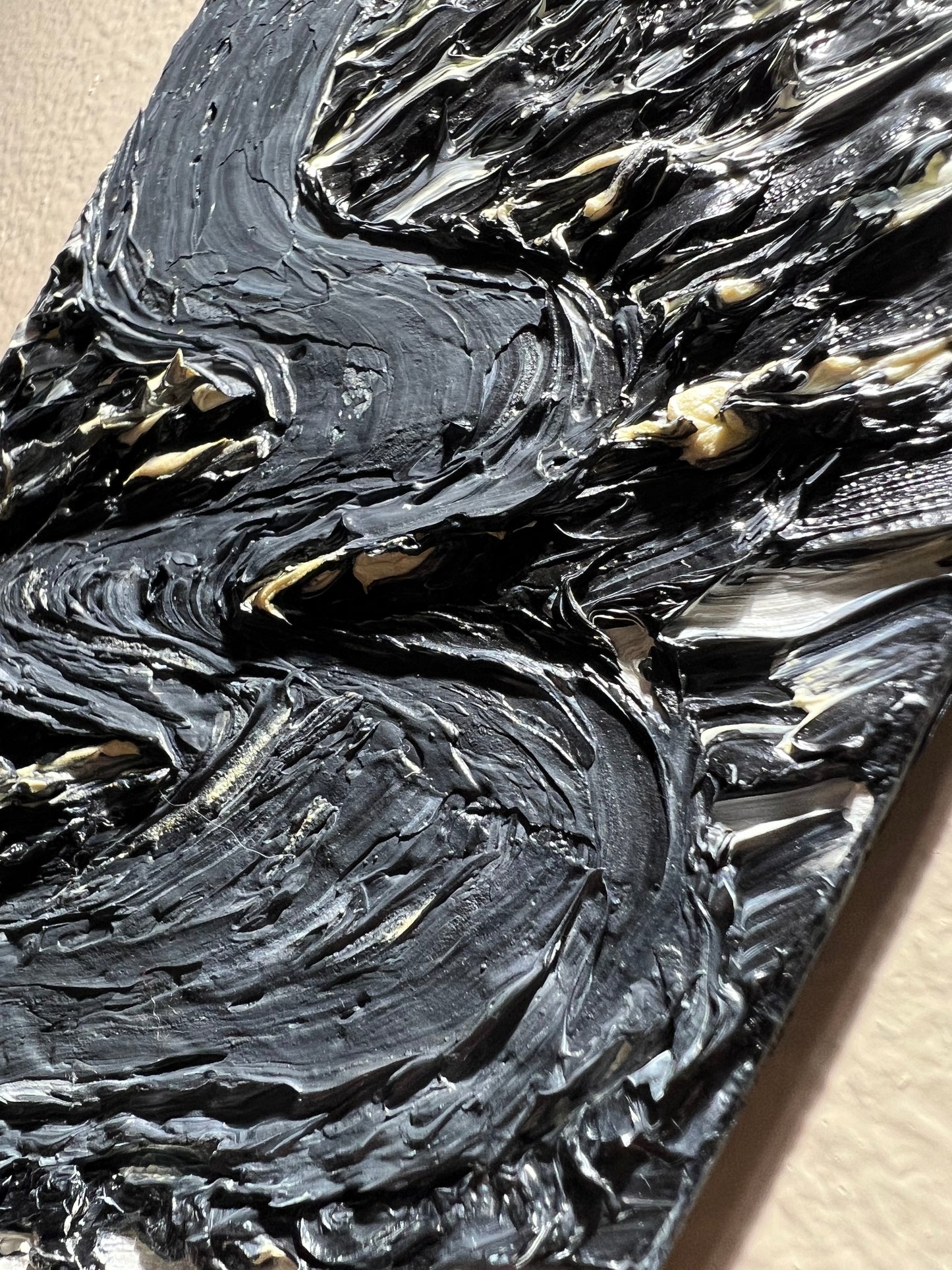 5x7 B&W Abstract Textured Oil Painting