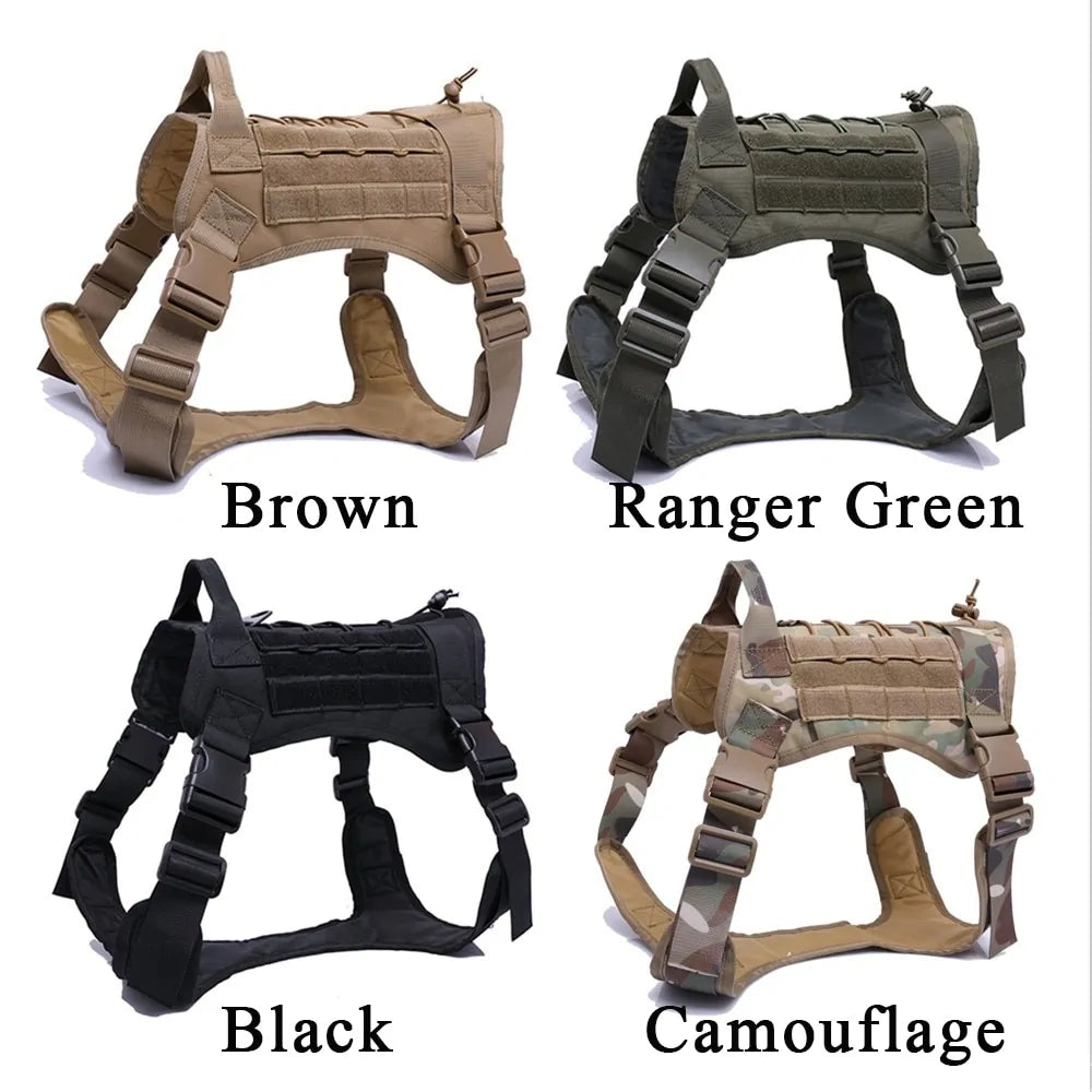 Tactical Harness with Handle & Bungee Leash for Large Dogs