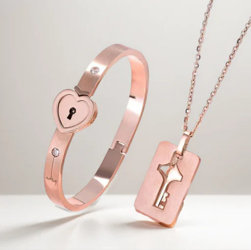 Couples Love Lock Bracelet + Necklace