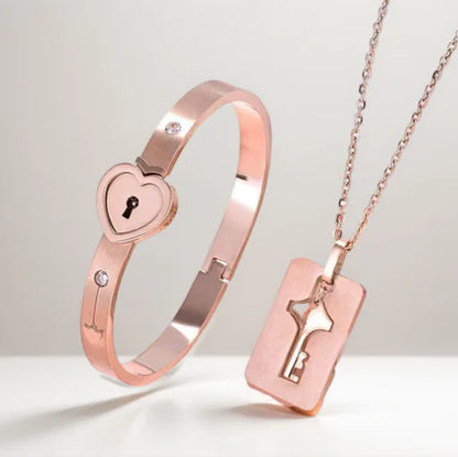 Couples Love Lock Bracelet + Necklace