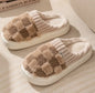 Checkerboard Fur Slippers