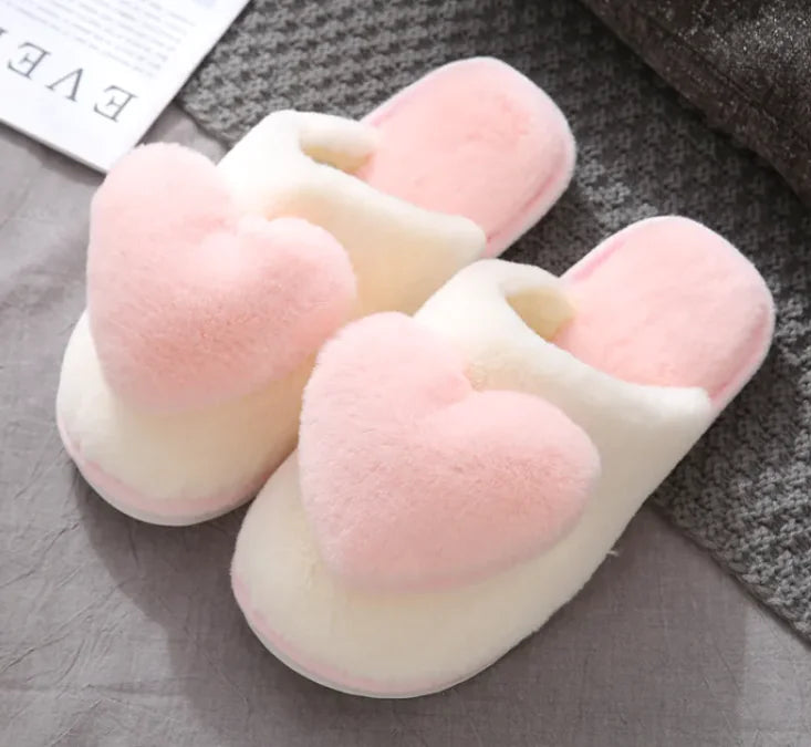 Fuzzy Heart Women's Slippers