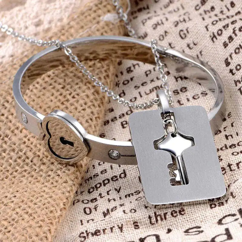 Couples Love Lock Bracelet + Necklace