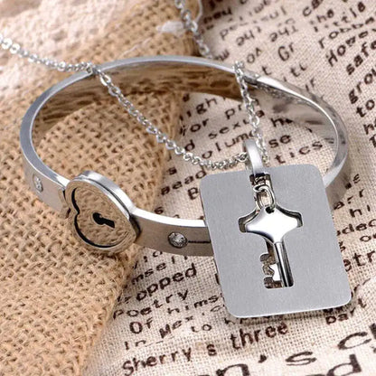 Couples Love Lock Bracelet + Necklace