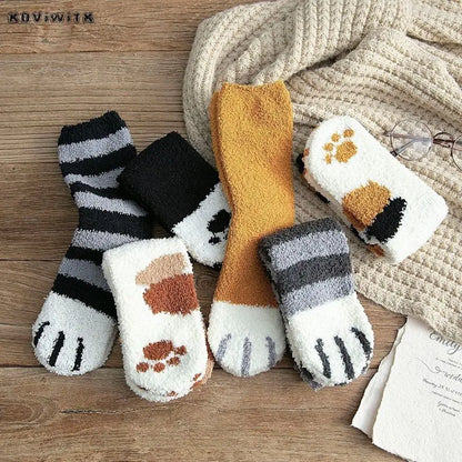 Fuzzy Paw Print Socks