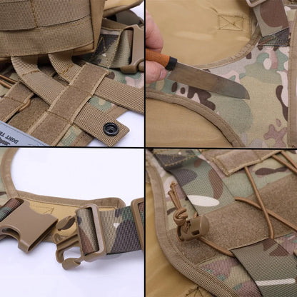 Tactical Harness with Handle & Bungee Leash for Large Dogs