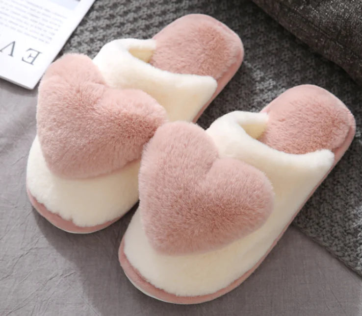 Fuzzy Heart Women's Slippers