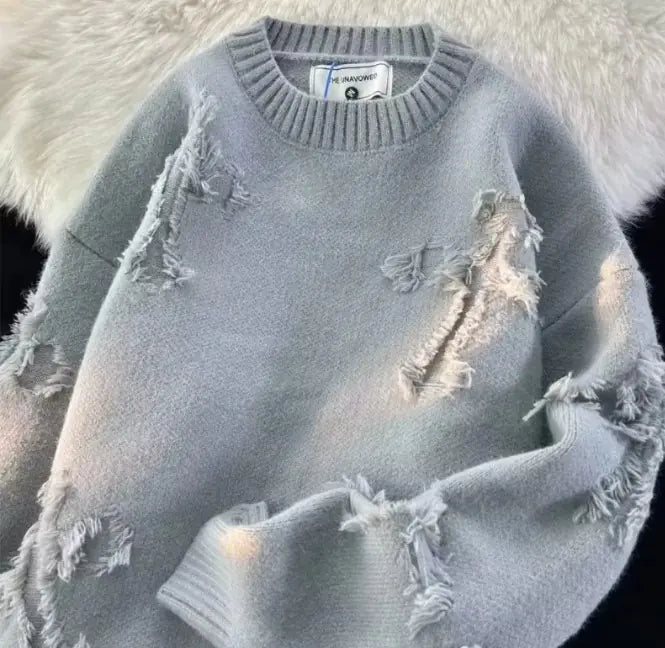 Distressed Bleached Ripped Sweater