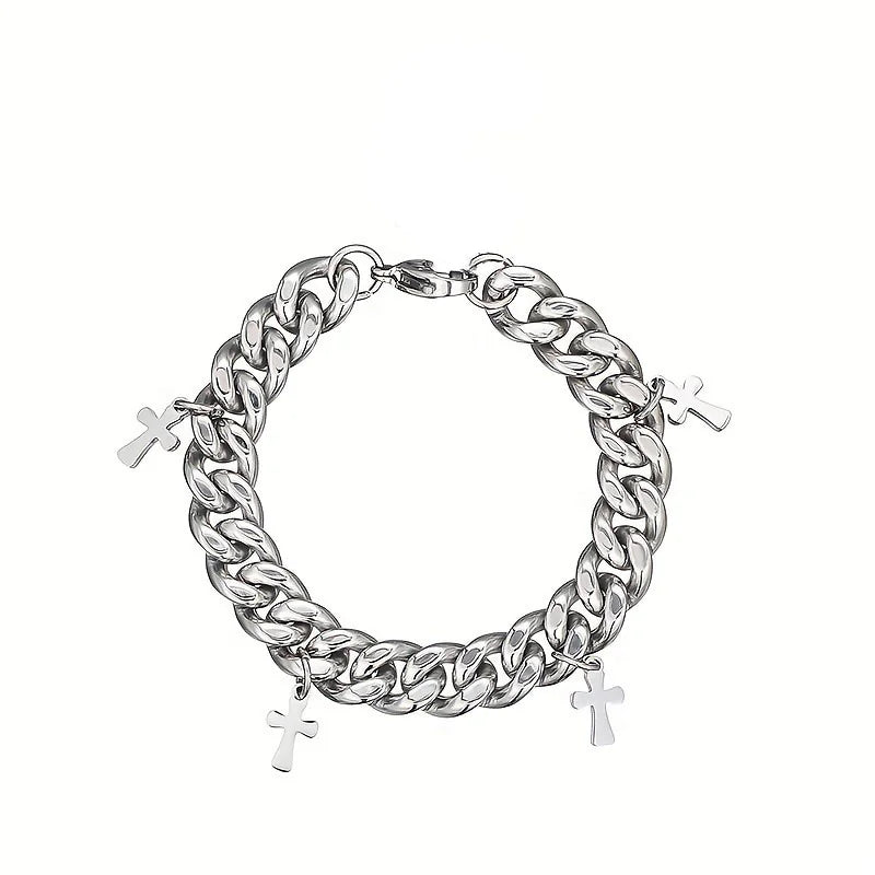 Titanium Steel Cross Chain Bracelet