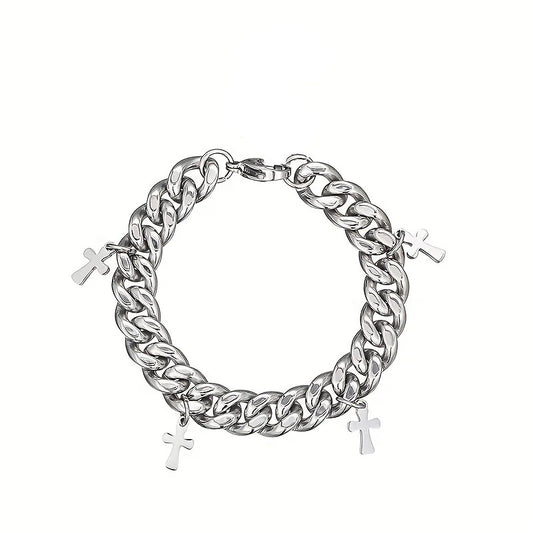 Titanium Steel Cross Chain Bracelet