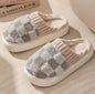 Checkerboard Fur Slippers