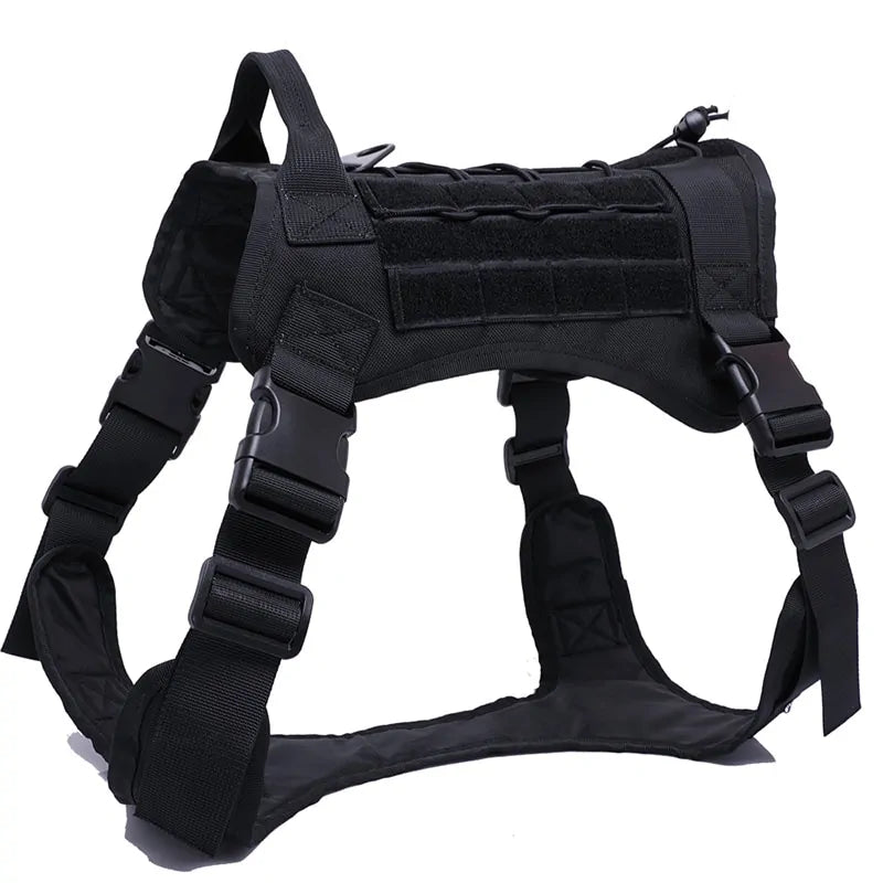 Tactical Harness with Handle & Bungee Leash for Large Dogs