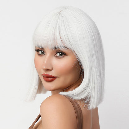 White Wig with Bangs