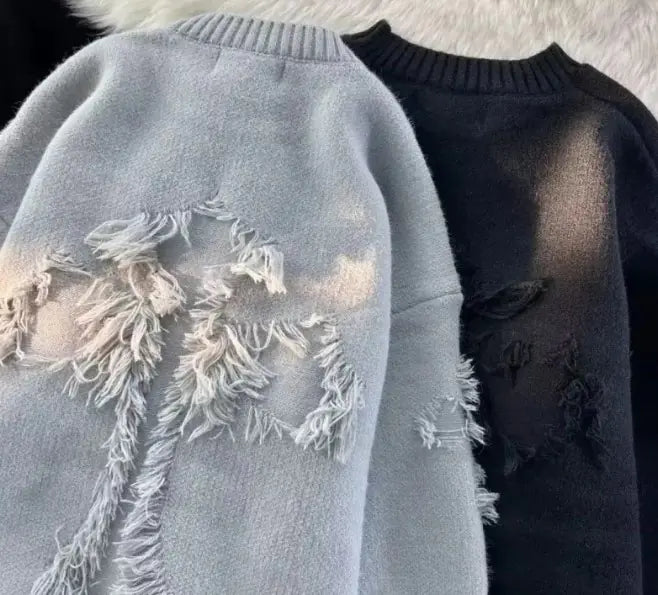 Distressed Bleached Ripped Sweater