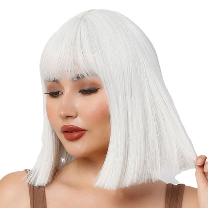 White Wig with Bangs