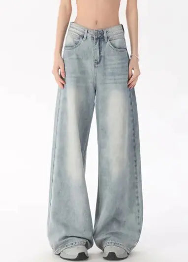 Wide-legged denim jeans