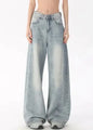 Wide-legged denim jeans