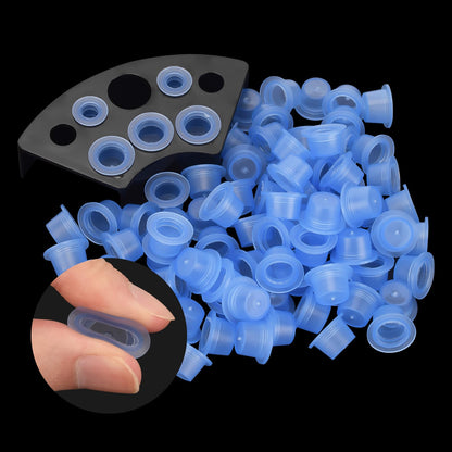 300pcs Tattoo Ink Caps with 1pc Cup Holders Silicone Tattoo Pigment Cups 8 Holes Ink Caps Holder for Tattoo Ink Tattoo Supplies Tattoo Sets (M)