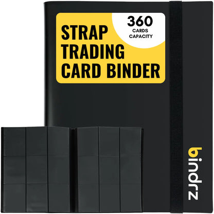bindrz 9 Pocket Strap Binder Album for Trading Cards - Side Loading Pockets Folder