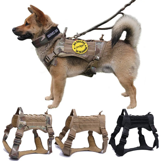 Tactical Harness with Handle & Bungee Leash for Large Dogs