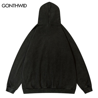 Grungy Style Teeth Patch Hoodie White/Black