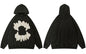 Grungy Style Teeth Patch Hoodie White/Black