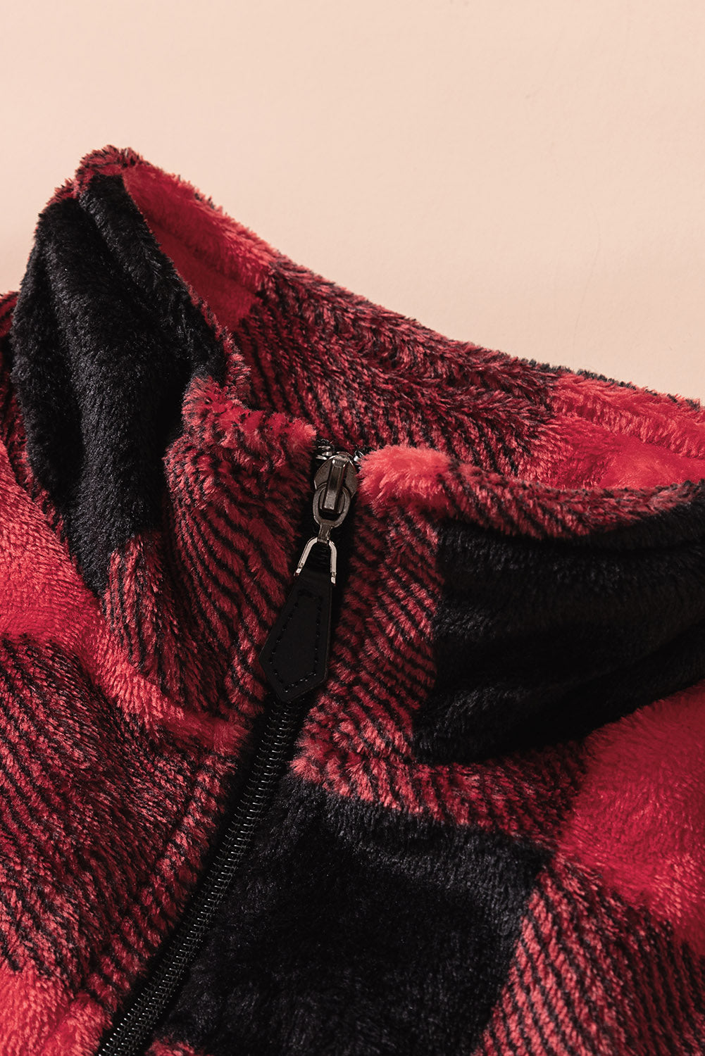 Plaid Print 1/4 Zip Collar Sweatshirt