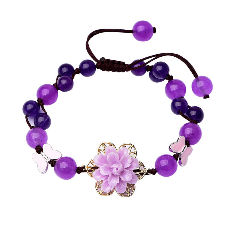 Jade and Amethyst Lotus Healing Bracelet