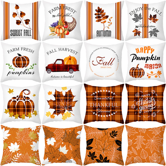 Maple Leaf Pumpkin Pillowcase Cover