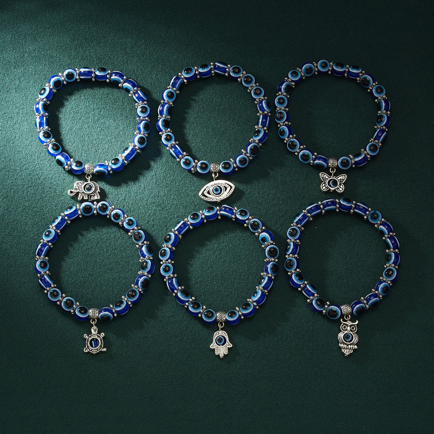 Resin Bead Evil Eye, Hamsa Hand Bracelet
