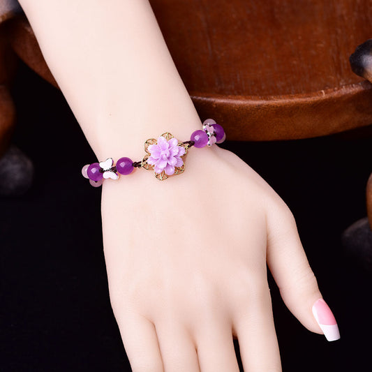 Jade and Amethyst Lotus Healing Bracelet