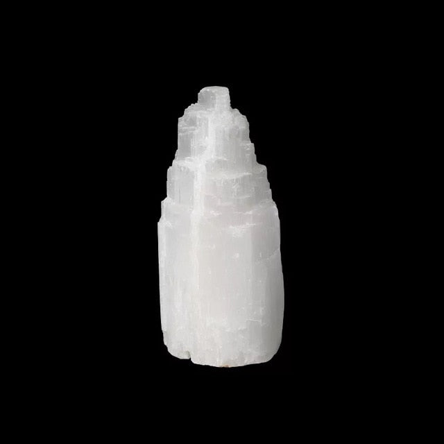 Natural crystal selenite tower lamp